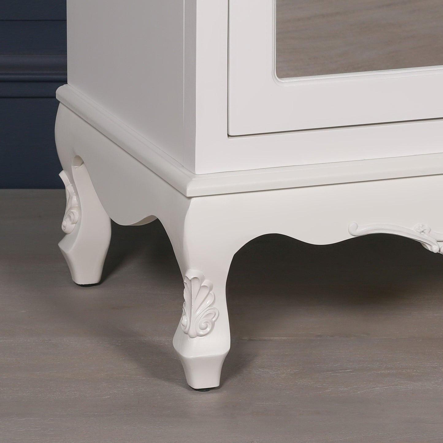 French White Single Door Armoire With Mirrored Door
