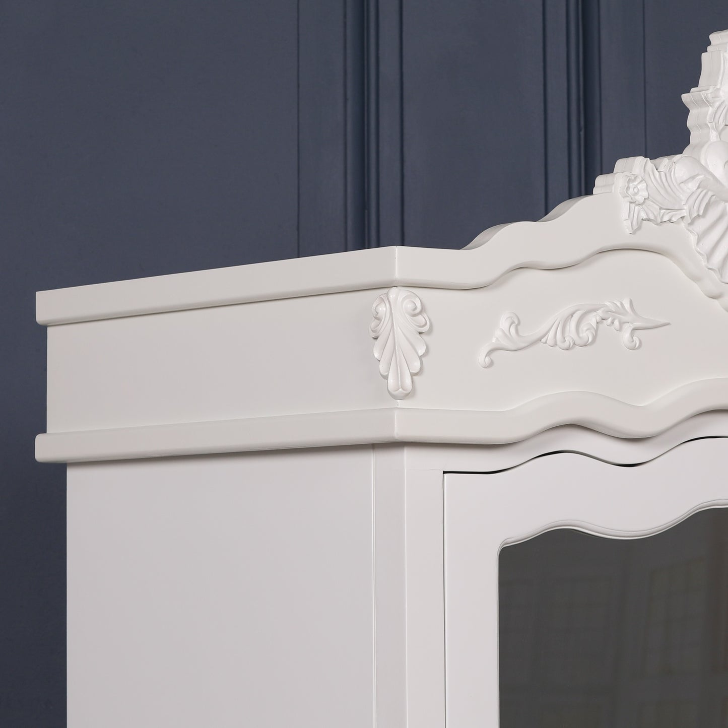 French White Single Door Armoire With Mirrored Door