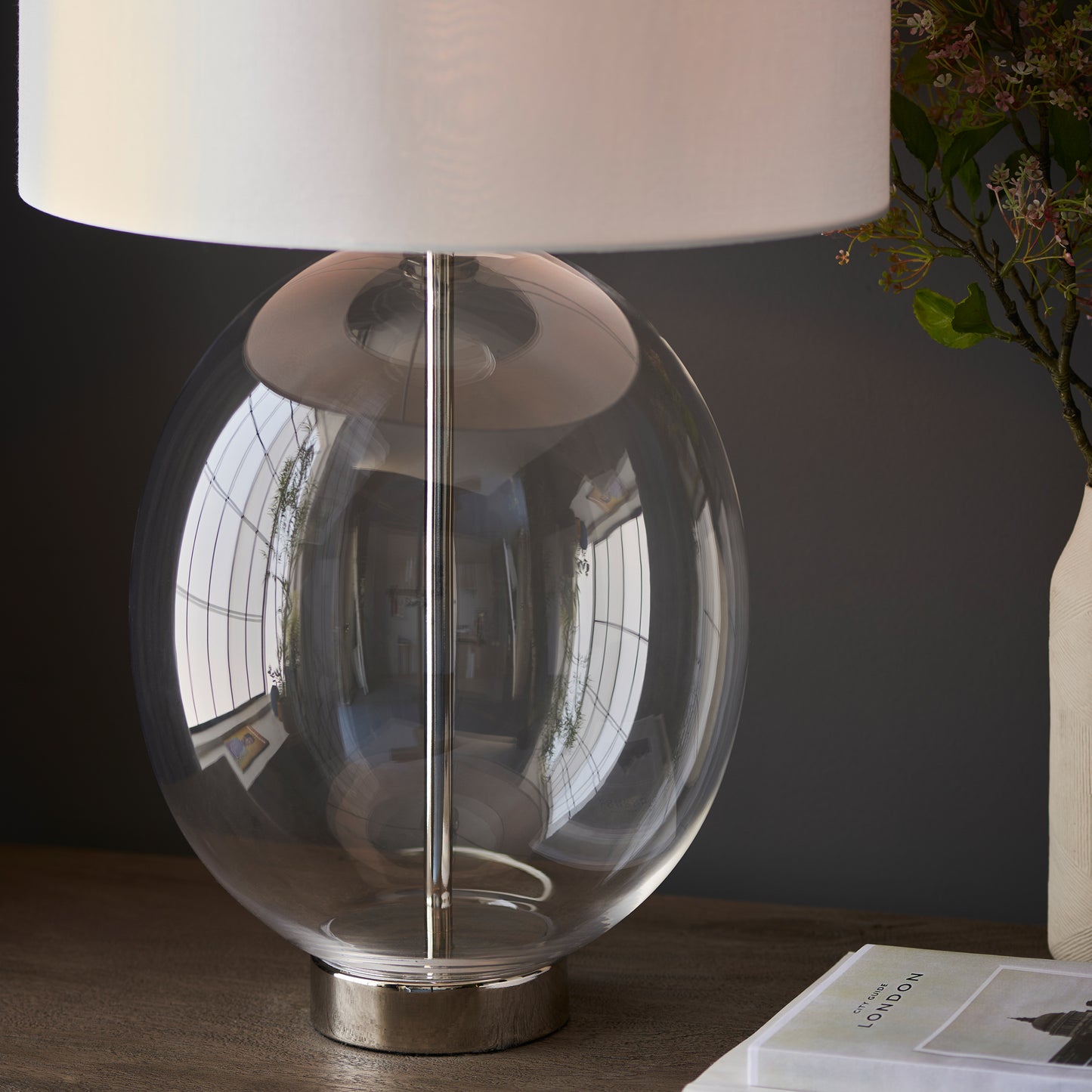 Kelda Oval Table Lamp Clear Glass Bright Nickel