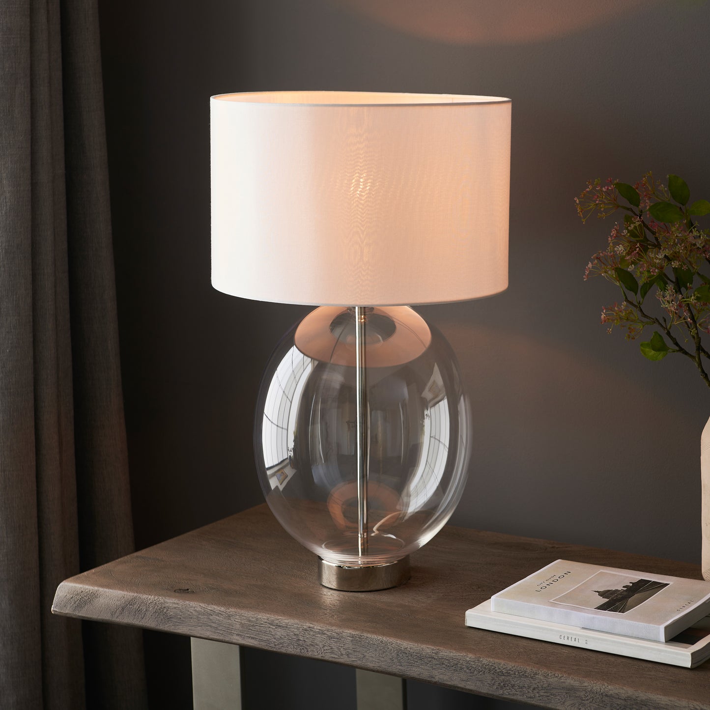 Kelda Oval Table Lamp Clear Glass Bright Nickel