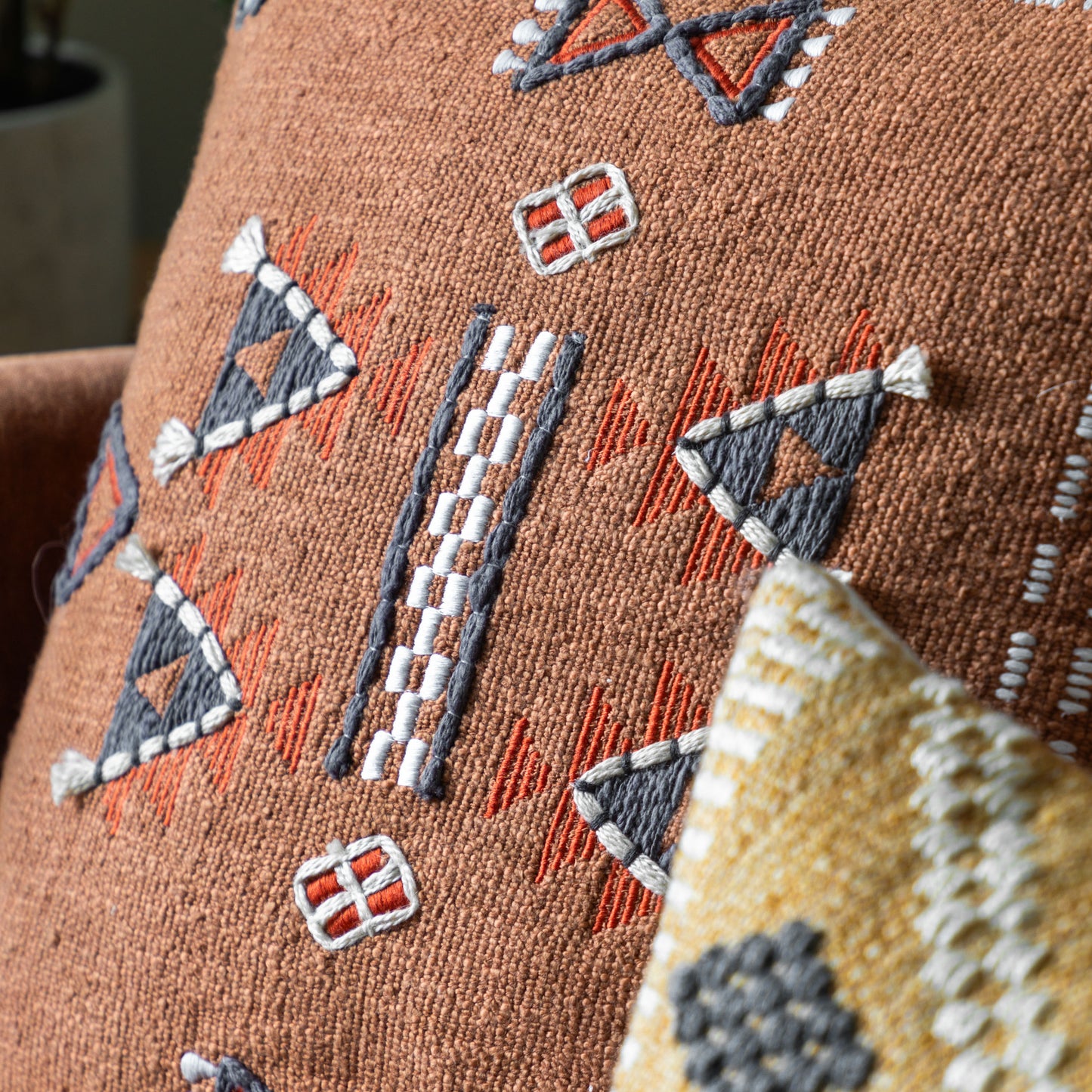 Arlo Embellished Cushion Brown