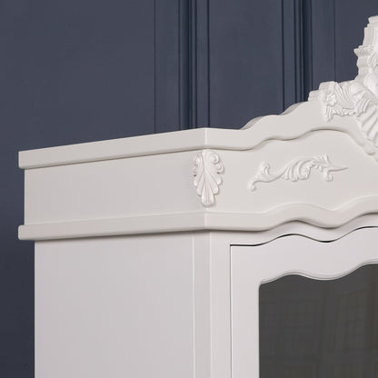 French White Single Door Armoire With Mirrored Door