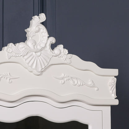 French White Single Door Armoire With Mirrored Door