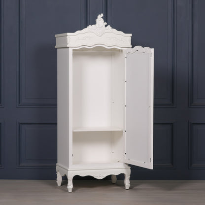 French White Single Door Armoire With Mirrored Door