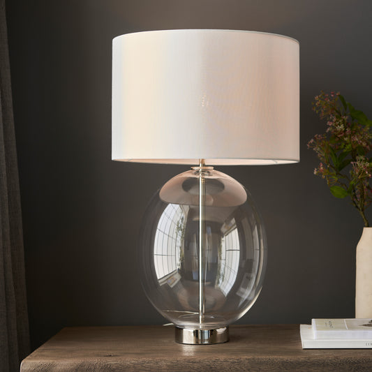 Kelda Oval Table Lamp Clear Glass Bright Nickel