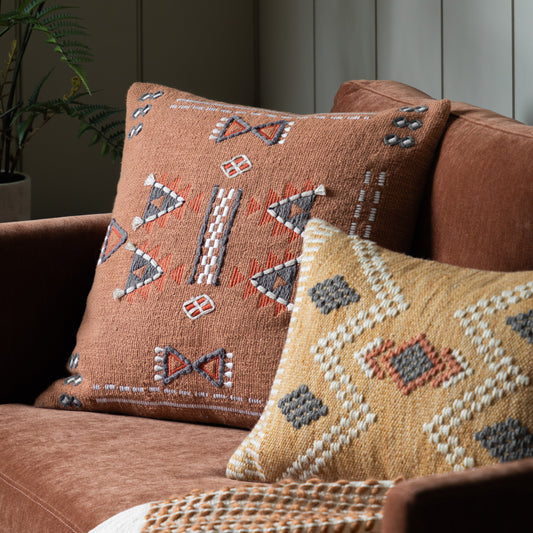 Arlo Embellished Cushion Brown